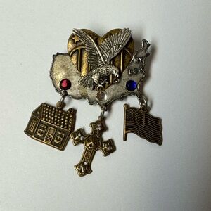 Gold and Silver USA Charm Brooch